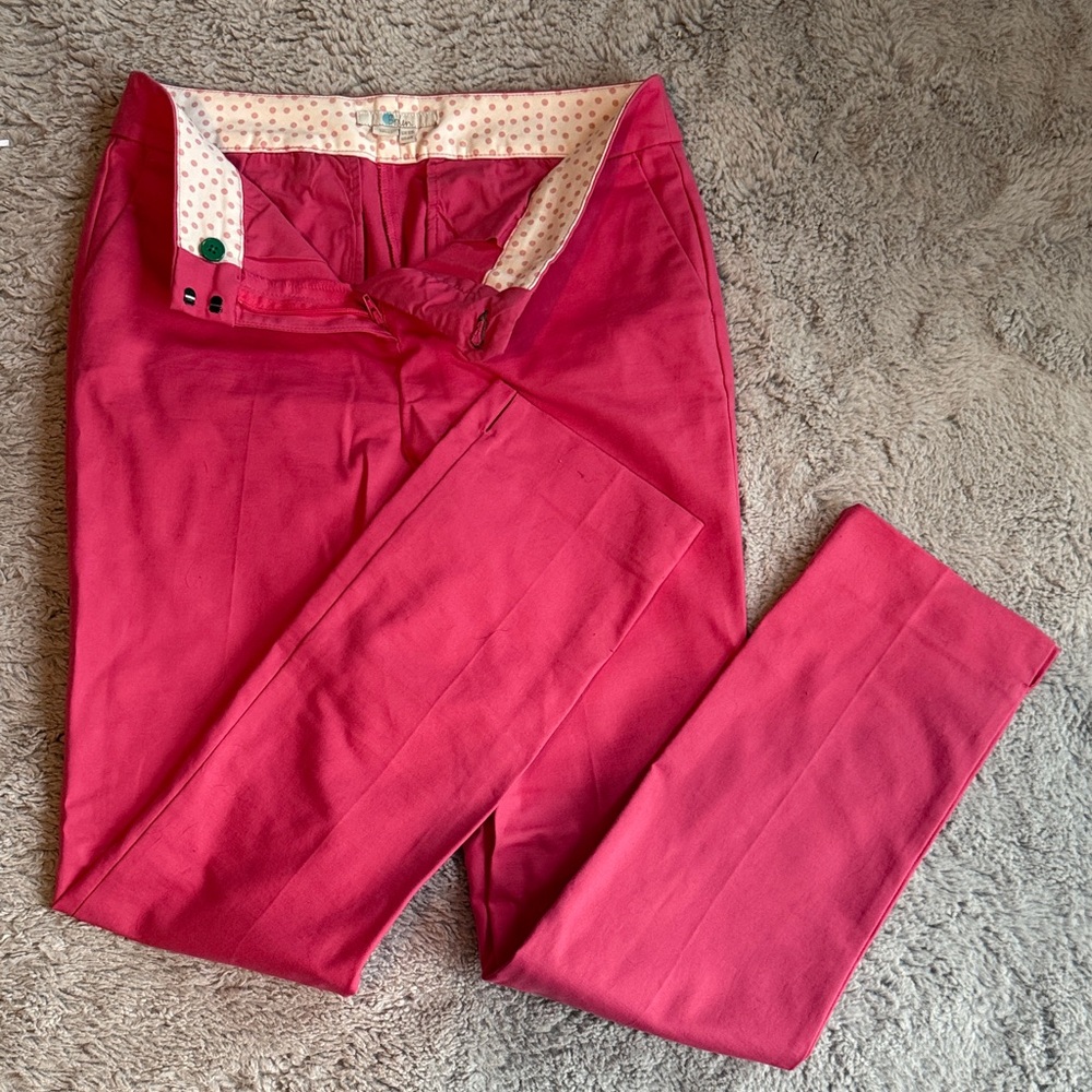 Boden Pink Trousers with Polka Dot Lining